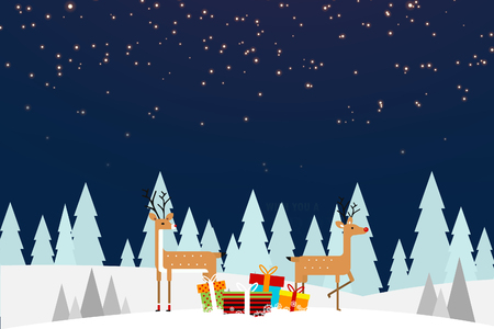 two deer christmas cards with a blue backgroundの写真素材