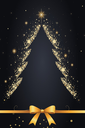 Elegant Christmas card with a glowing Christmas treeの写真素材