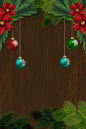 Christmas card with a background of wood textureの写真素材