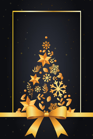Elegant Christmas Card with Christmas Treeの写真素材