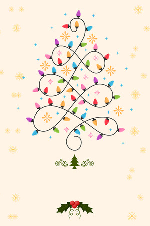 Christmas tree with snow backgroundの写真素材