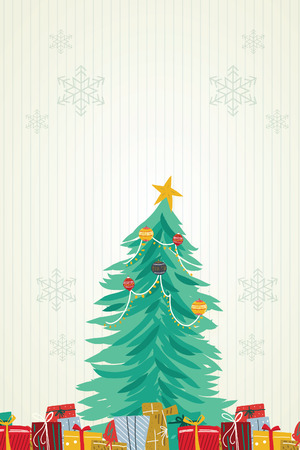 Christmas tree card with gift iconの写真素材