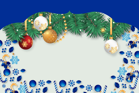 blue christmas card with blue ornamentsの写真素材