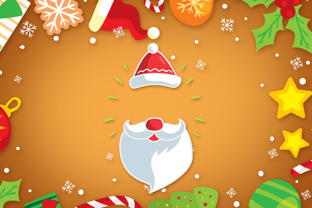 Santa Christmas card with a green backgroundの写真素材