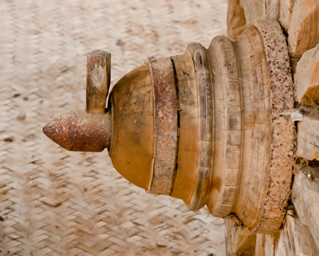 Wagon wheels made of solid woodの写真素材