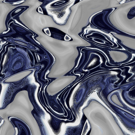 Seamless abstract marble texture in blue, white and black colorsの写真素材