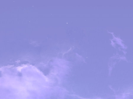 Purple sky with white clouds and stars. Abstract background for design.の写真素材