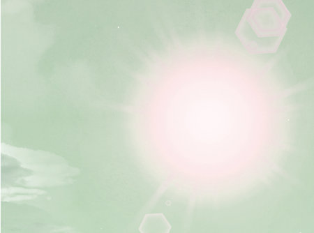 Sun and clouds with a pastel colored background for your design.の写真素材