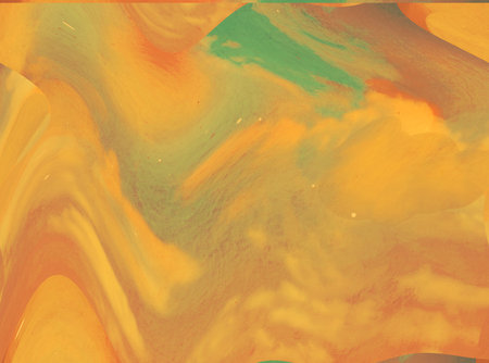 Abstract background of acrylic paint in yellow, orange and green tones.の写真素材