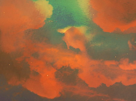 Abstract watercolor background. Colorful clouds. Digital art painting.の写真素材