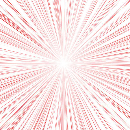 Abstract background with red rays. Radial lines. Vector illustration. Concentrated line, cartoon, webtoon, line, center, spread, burstの写真素材