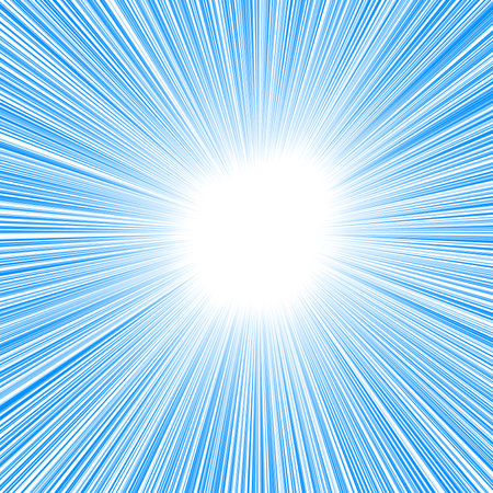 Blue Sunburst Background with White Center. Vector Illustration EPS10,Concentrated line, cartoon, webtoon, line, center, spread, burstの写真素材