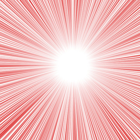 Abstract background with rays. Vector illustration. Red and white colors. Concentrated line, cartoon, webtoon, line, center, spread, burstの写真素材