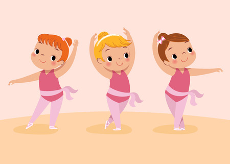 vector illustration of three girls dancing balletのイラスト素材