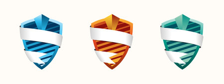 set of shields with ribbons, vector illustration, eps10のイラスト素材
