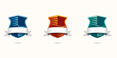 Shield icons set. Vector illustration of a set of shield icons.のイラスト素材