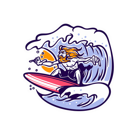 Skinny Surfer Guy Vector Illustrationのイラスト素材