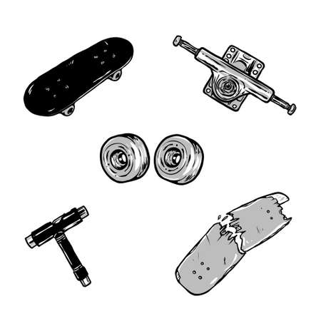 Skateboard Parts and Tools Vectorのイラスト素材