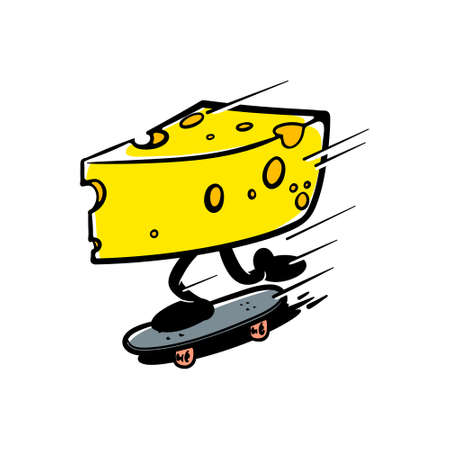 Skateboarding Chese Cartoon Character Vectorのイラスト素材