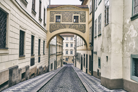 old romant tic alley in Pragueの写真素材