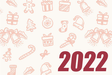 Modern Flat hand drawn design background template card Christmas icon and happy new year