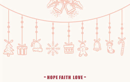 Modern Flat hand drawn design background template card Christmas icon and happy new yearのイラスト素材