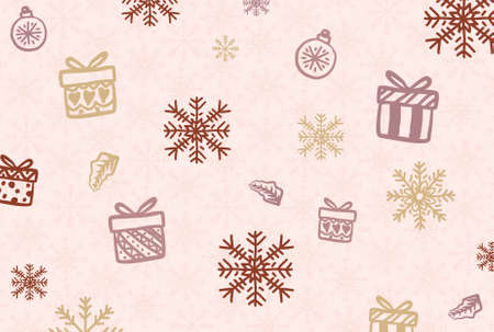 Hand Drawn Christmas icon Background Pattern template cardのイラスト素材