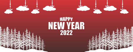 Modern Flat hand drawn design banner card Christmas icon and happy new yearのイラスト素材