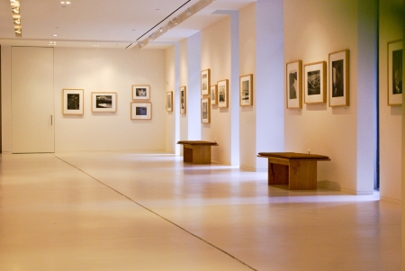 Solitude in  the Interior of a modern art gallery in black   whiteのeditorial素材