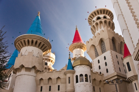 Las Vegas, USA - January 7, 2013  Colorful towers and turrets of the Excalibur Hotel and Casino brighten spirits along Las Vegas Boulevard as hopes abound for continuing economic recovery in 2013  Photo taken on Jan  7, 2013 のeditorial素材
