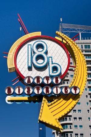 Las Vegas, Nevada USA - January 20, 2013   A new sign welcomes visitors to the growing arts district that is part of the urban renewal in downtown Las Vegas のeditorial素材