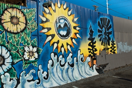 Las Vegas, Nevada USA - January 20, 2013  Colorful and dynamic graffiti and a growing arts movement spearhead urban renewal in downtown Las Vegas のeditorial素材