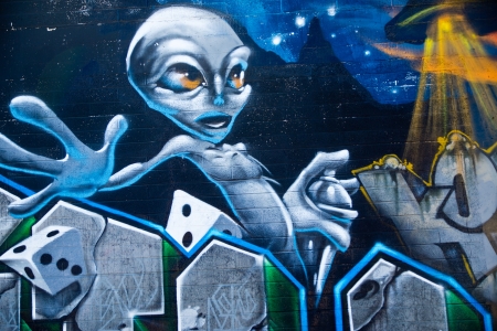 Las Vegas, Nevada USA - January 20, 2013   Artists enliven the downtown arts district with vivid public graffiti のeditorial素材