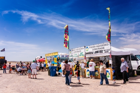 Bullhead City, USA - April 6, 2013  Visitors to the Legends Over the Colorado air show stop for refreshments on a hot spring day in the desert  のeditorial素材