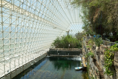 Interior of the Biosphere 2 Earth sciences laboratory where an ocean environment has been recreated for scientific study のeditorial素材