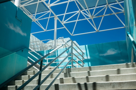 Stairway at the Biosphere 2 facility used to study the prospects for space colonization のeditorial素材