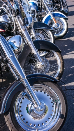 Laughlin, USA - April 26, 2013  Thousands of motorcyclists arrive to celebrate the 32nd annual River Run festival in the resort town of Laughlin, Nevada のeditorial素材
