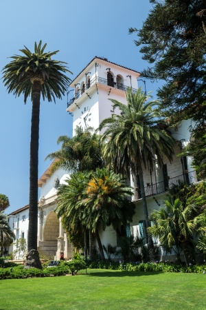 Exterior of the magnificent Santa Barbara City Hall, considered an architectural treasure of Spanish colonial revival designの写真素材