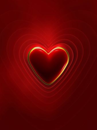 Valentin day lovely  golden and red heart on red background の写真素材