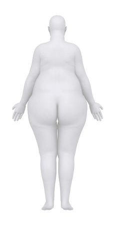 Obese woman in anatomical position posterior viewの写真素材