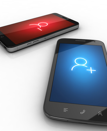 Custom smart phone with social media conceptの写真素材