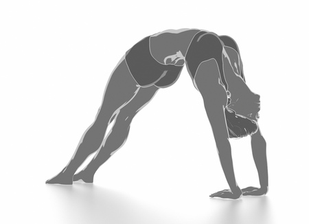 Fitness woman stretching on white isolated - yoga conceptの写真素材