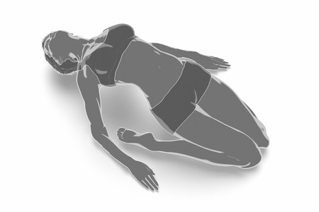 Fitness woman stretching on white isolated - yoga conceptの写真素材