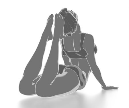 Fitness woman stretching on white isolated - yoga conceptの写真素材