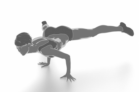 Fitness woman stretching on white isolated - warm up conceptの写真素材