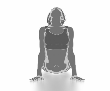 Fitness woman stretching on white isolated - yoga conceptの写真素材