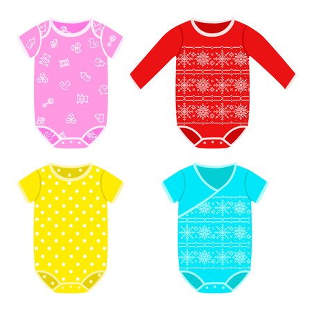 cute colorful costumes for babies with fun prints ornamentのイラスト素材