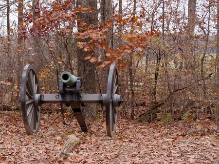 A Civil War cannon from Gettysburg, Pennsylvania in the fallの写真素材