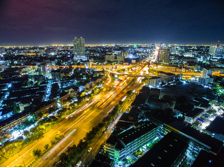 Bangkok Aerial Nightのeditorial素材
