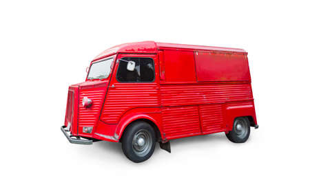 Red Van (Type H) produced before 1981. Isolated on white backgroundのeditorial素材